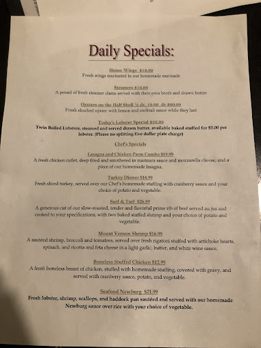 Menu Mount Vernon Restaurant & Pub - 8