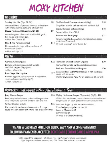 Menu Moxy Kitchen & Bar Moxy - 3