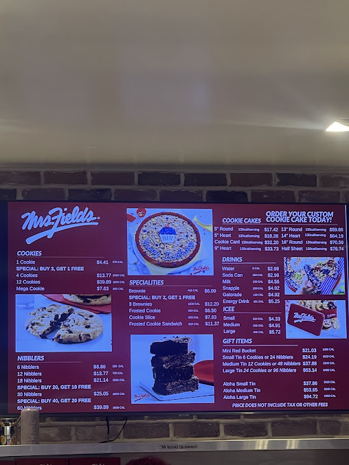 Menu Mrs Fields Cookies - 1