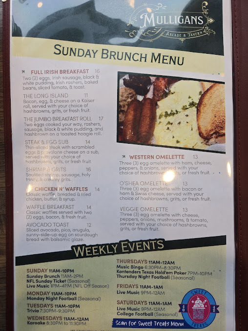 Menu Mulligans Arcade & Tavern - 1