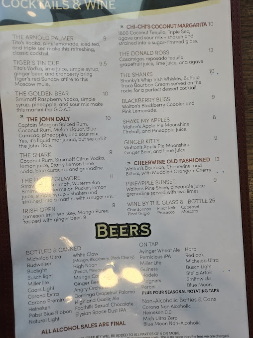 Menu Mulligans Arcade & Tavern - 2