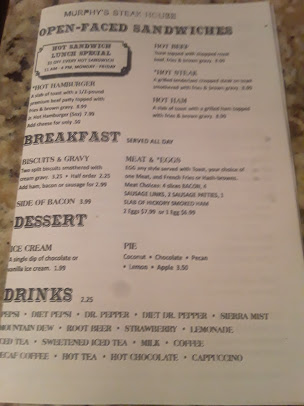 Menu Murphy's Original Steak House - 2
