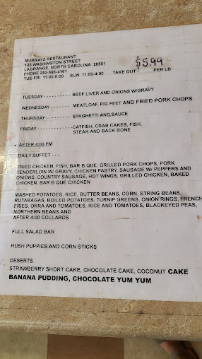 Menu Murray's Restaurant - 0