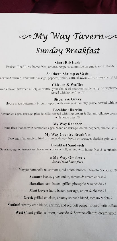 Menu My Way Tavern - 1
