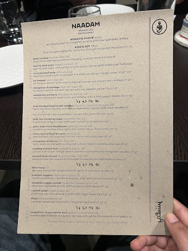 Menu Naadam Mongolian - 1