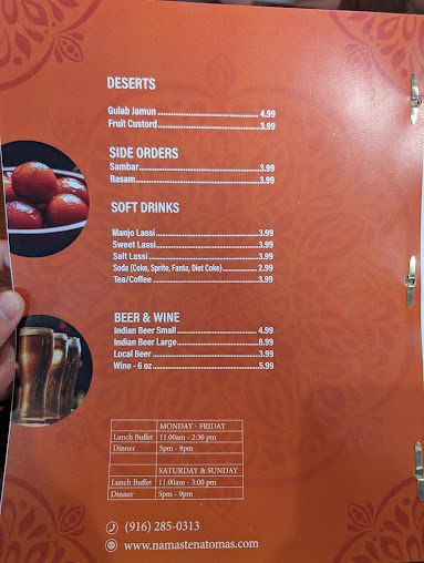 Menu Namaste Natomas Indian Cuisine - 0