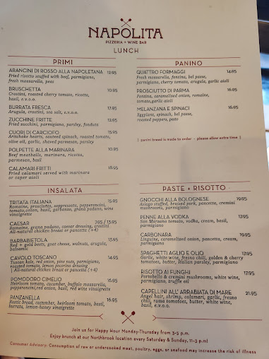Menu Napolita Pizzeria & Wine Bar - 1