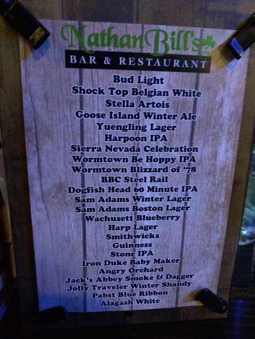 Menu Nathan Bills Bar Restaurant - 0