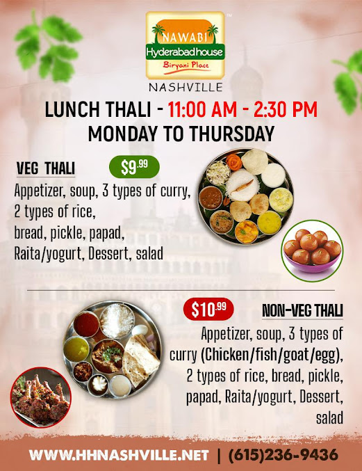 Menu Nawabi Hyderabad House Biryani Place Nashville - 7