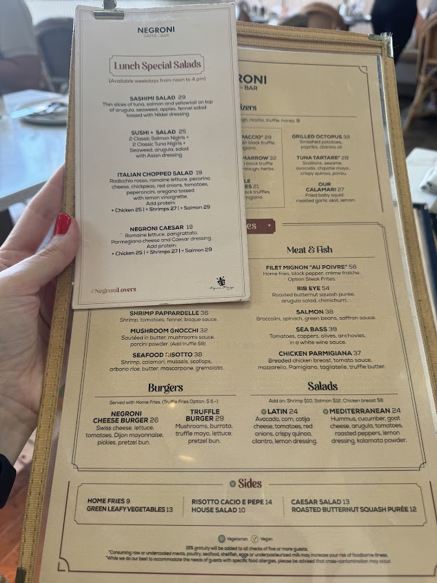 Menu Negroni Caffe Bar Beverly Hills - 2