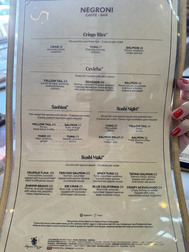 Menu Negroni Caffe Bar Beverly Hills - 4