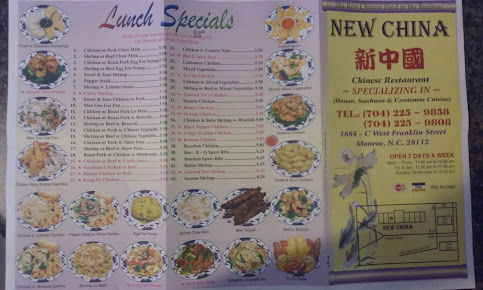 Menu New China Restaurant Monroe - 0