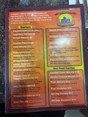 Menu New Delhi Palace Cuisine Of India San Bernardino - 1
