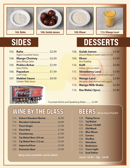 Menu New Delhi Palace Cuisine Of India San Bernardino - 7