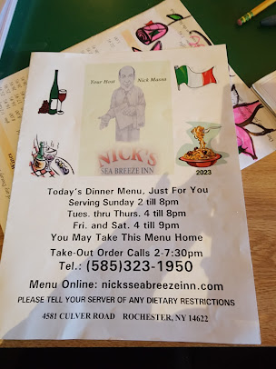 Menu Nicks Sea Breeze Inn Italian Restaurant - 0