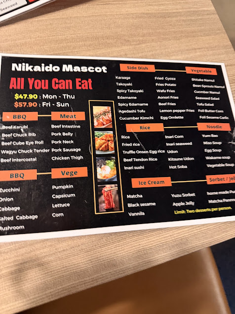 Menu Nikaido Mascot Japanese Yakiniku Bbq In Adina Hotel - 0