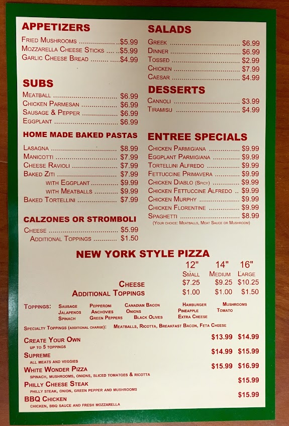 Menu Nikis Pizza Italian Greek Cuisine - 4