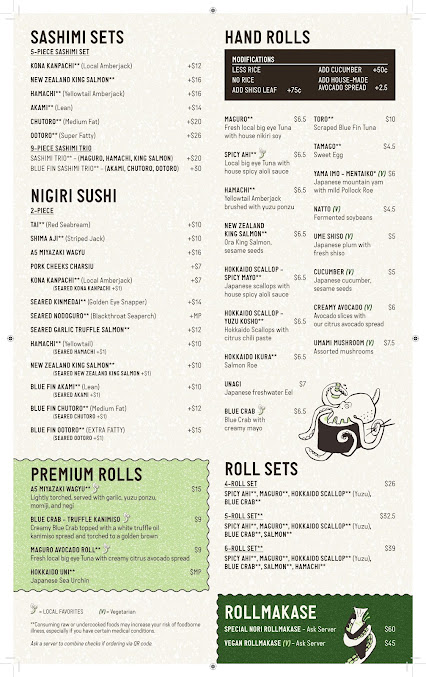 Menu Nori Bar Hawaii - 2