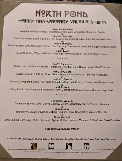 Menu North Pond - 8