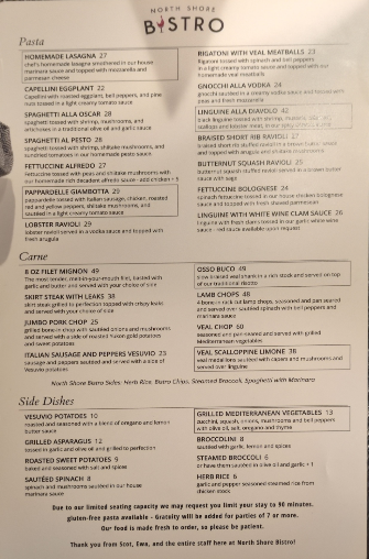 Menu North Shore Bistro - 3