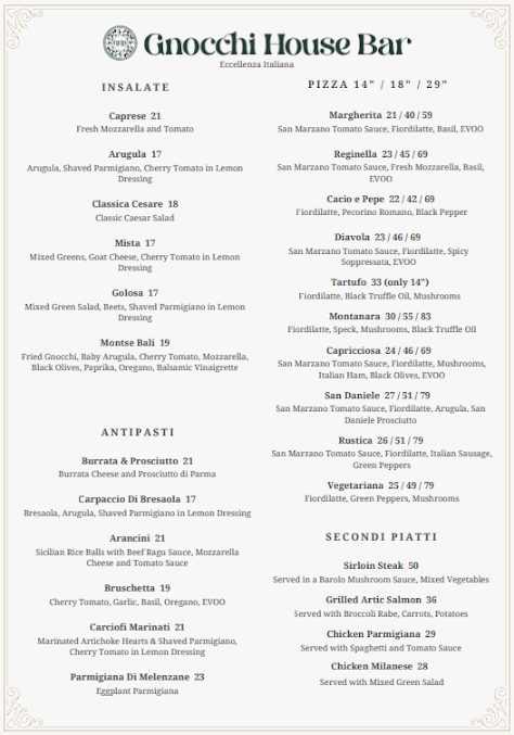 Menu Numero 28 Upper East Side - 0