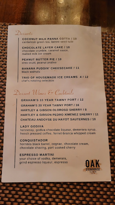 Menu Oak Steakhouse - 8