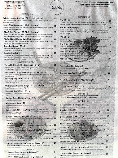 Menu Obao | Midtown Thai & Vietnamese Restaurant - 1