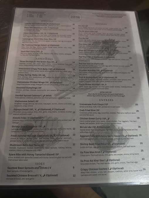 Menu Obao | Midtown Thai & Vietnamese Restaurant - 10