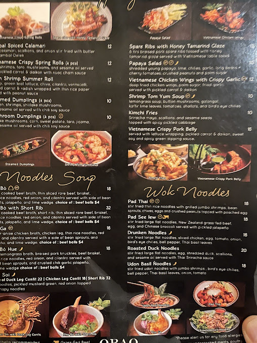 Menu Obao | Midtown Thai & Vietnamese Restaurant - 15