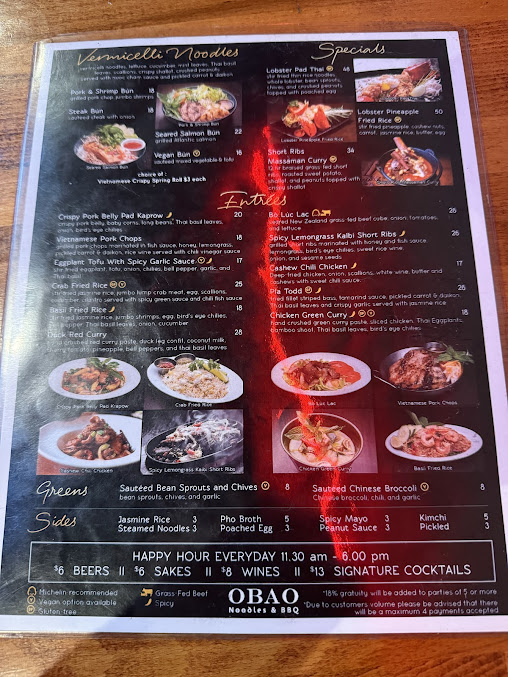 Menu Obao | Midtown Thai & Vietnamese Restaurant - 19