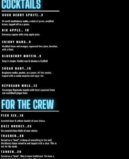 Menu Off The Clock Sports Bar - 1