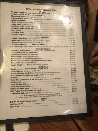 Menu O'hara's Restaurant And Pub - 5