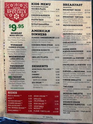 Menu Ojedas At Park And Coit - 0