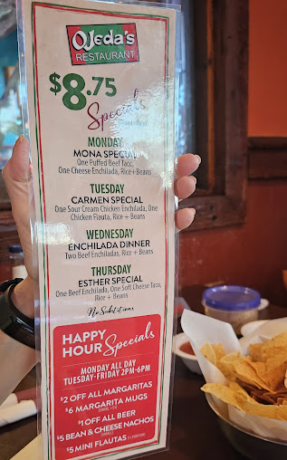 Menu Ojedas At Park And Coit - 1