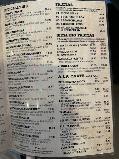 Menu Ojedas At Park And Coit - 2