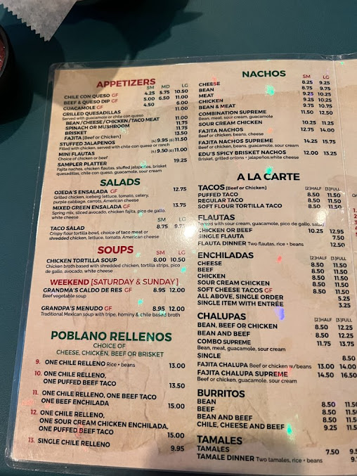 Menu Ojedas At Park And Coit - 7