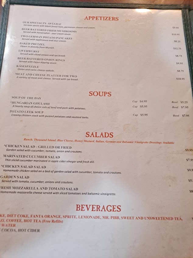 Menu Old Bavaria Inn Restaurant - 2