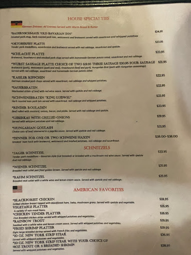 Menu Old Bavaria Inn Restaurant - 7