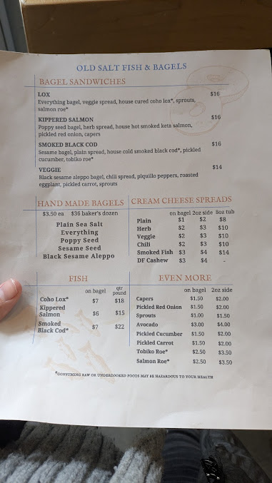 Menu Old Salt Fish And Bagel Fremont - 1
