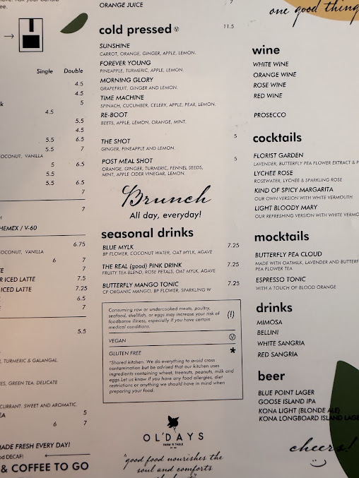 Menu Oldays Farm To Table Nomad - 0