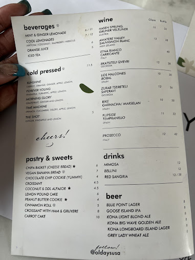 Menu Oldays Farm To Table Nomad - 8