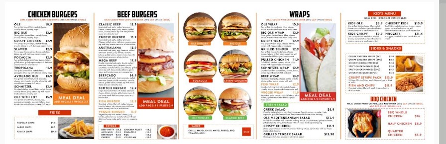 Menu Ole Burgers Matraville - 1