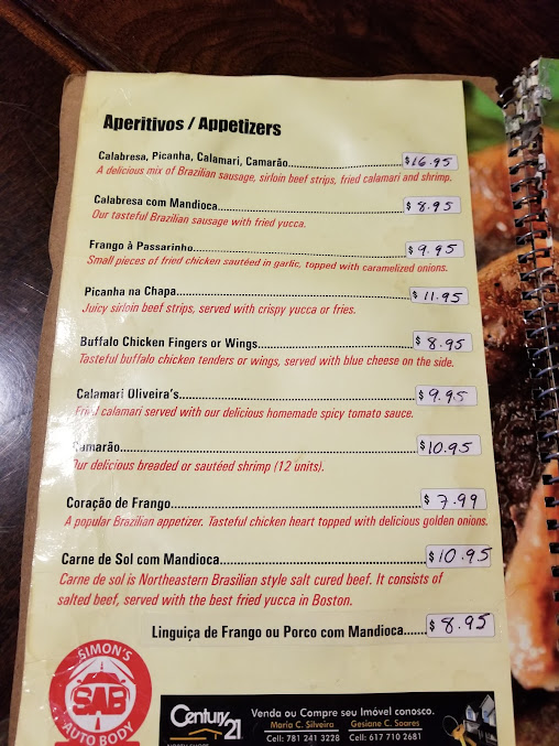 Menu Oliveira's Steak Bar & Grill - 1