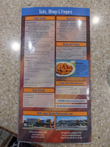 Menu Olympic Restaurant - 1