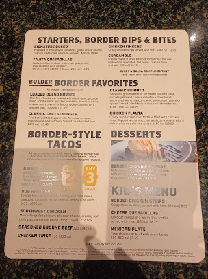 Menu On The Border Mexican Grill Cantina Desoto - 2