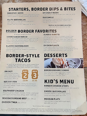 Menu On The Border Mexican Grill Cantina Desoto - 3