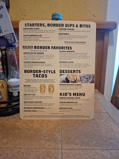 Menu On The Border Mexican Grill Cantina Desoto - 5