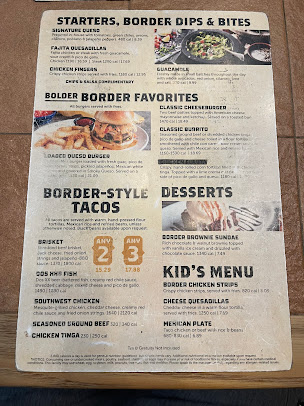 Menu On The Border Mexican Grill Cantina Desoto - 8