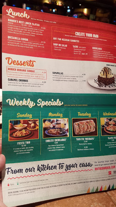 Menu On The Border Mexican Grill Cantina Paramus - 3
