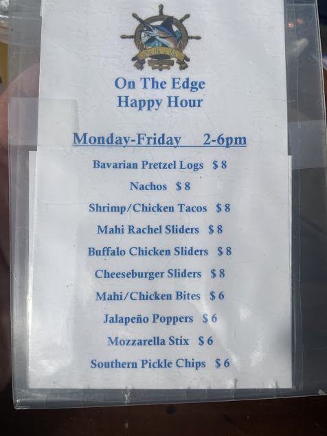 Menu On The Edge Bar Grill - 0